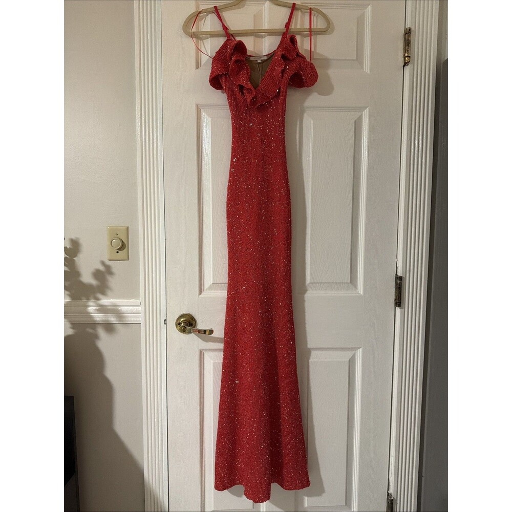 Jluxabel Midnight Sparkle Knit Maxi Dress Red S